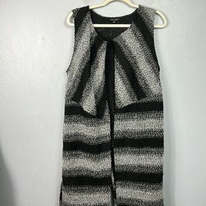 John Mark Gray & Black Stripe Sleeveless Long Open Front Vest Small